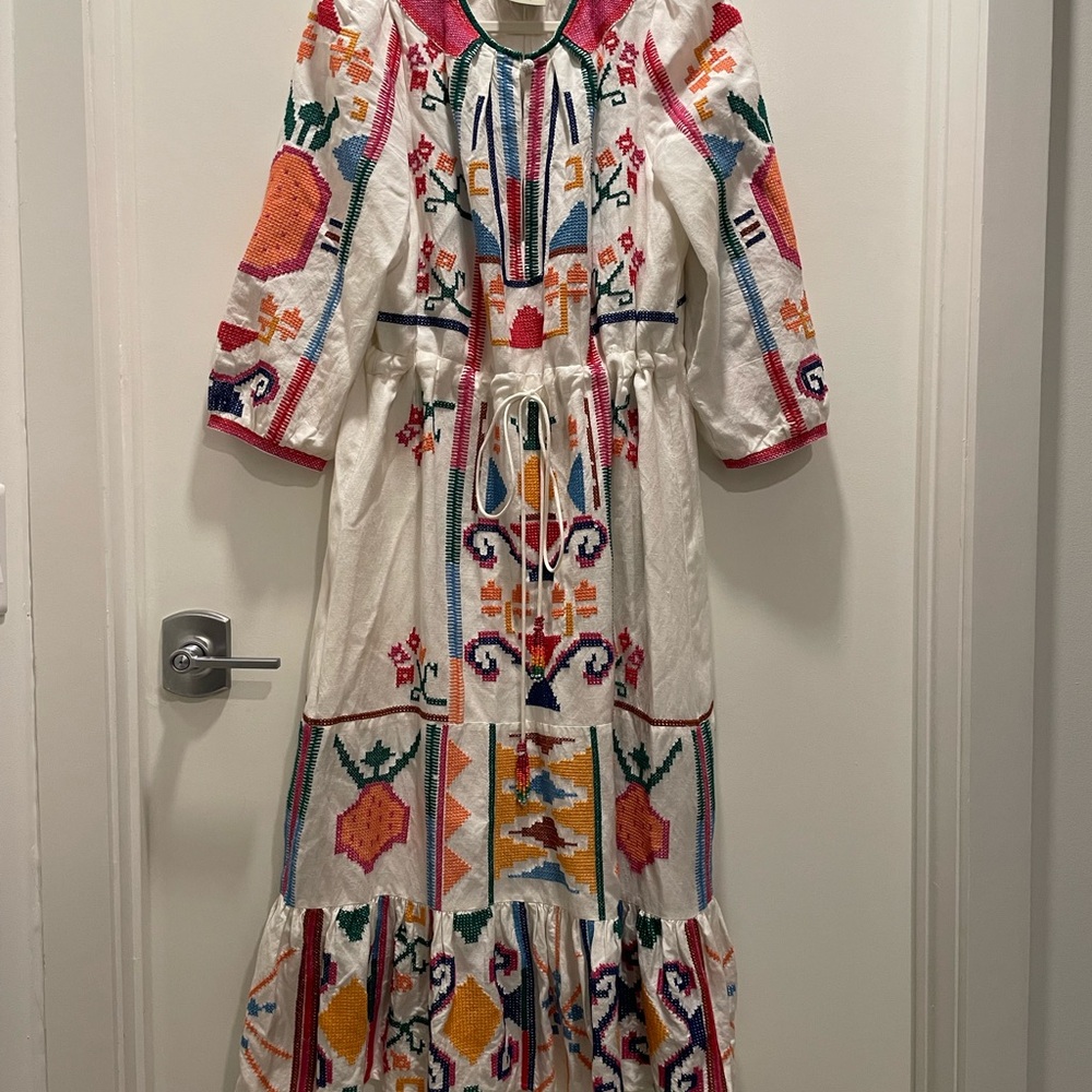 Farm Rio Embroidered White Maxi Dress